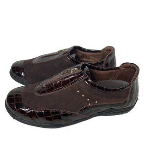 Helle Comfort Elda Fashion Sneaker Brown Womens 6 37 EU Leather Rhinestones